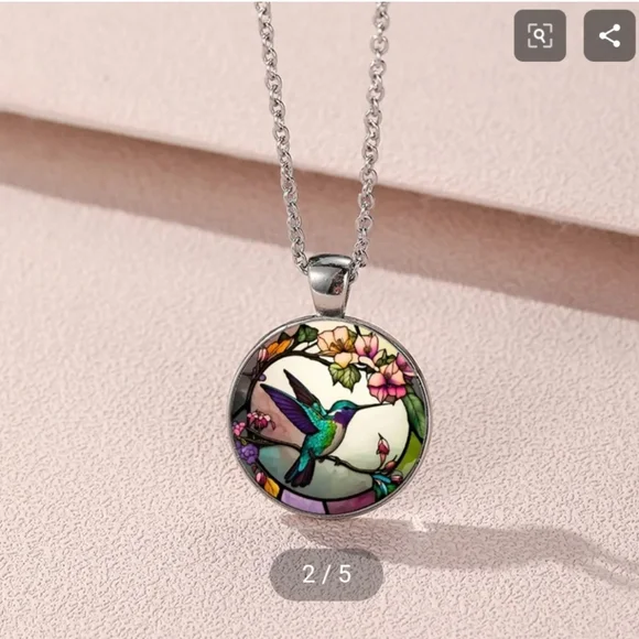 Hummingbird Pendant Necklace Colorful - Picture 8 of 12